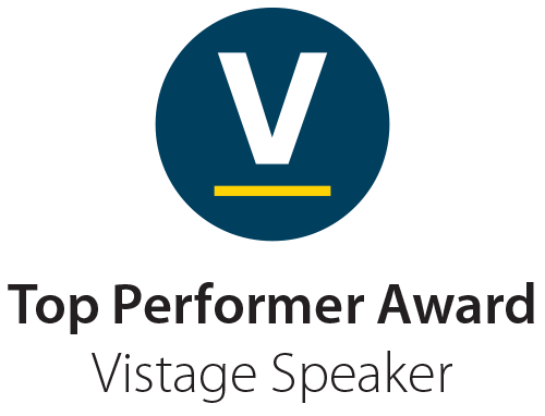 Badge of the Vistage Top Performer Award granted to Boaz Power as a distinguished Vistage Speaker